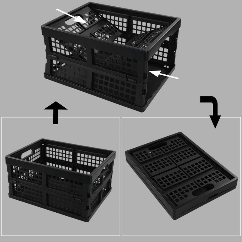 Lesbin 3-Pack 15 L Plastic Folding Storage Baskets, Collapsible Storage Crates, Black - Image 4